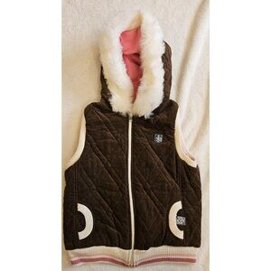 Three Stones Womens Sleevless Reversable  Jacket Size Small Hooded Zip Canada